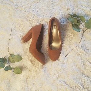 Fioni Brown Suede Chunky Heels